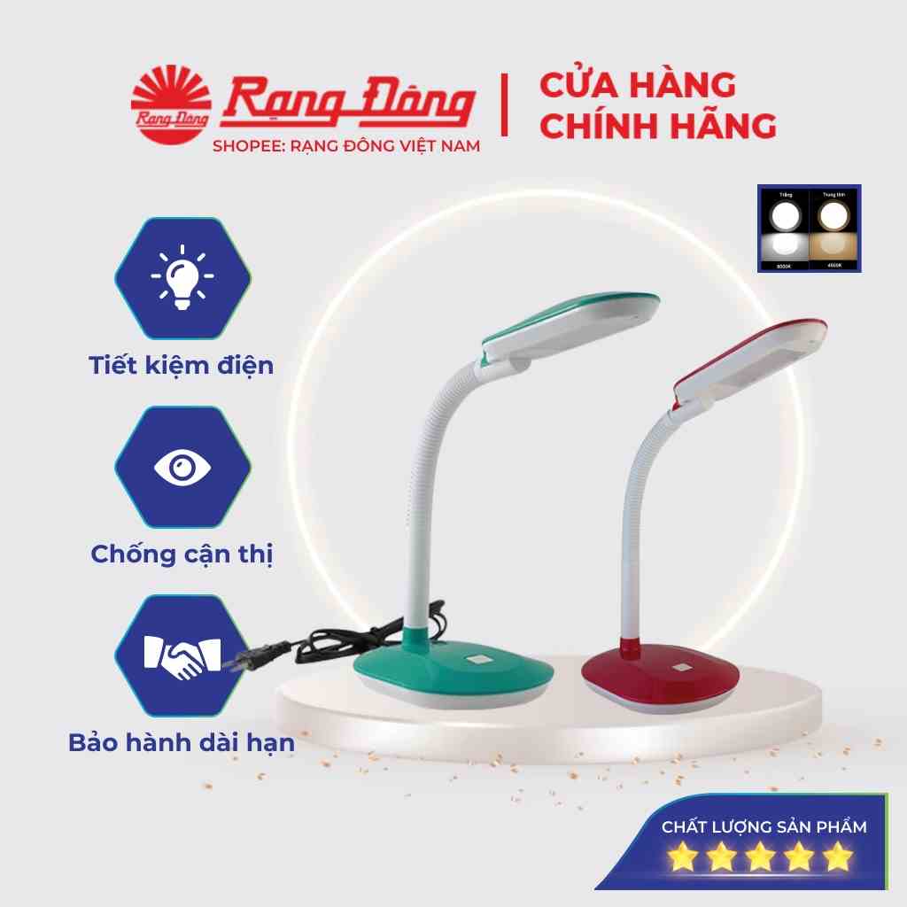 [Mã BMLTB200 giảm đến 100K đơn 499K] Đèn học Rạng Đông 5W, chống cận cho bé, học sinh, đọc sách Model RL19.LED (S)