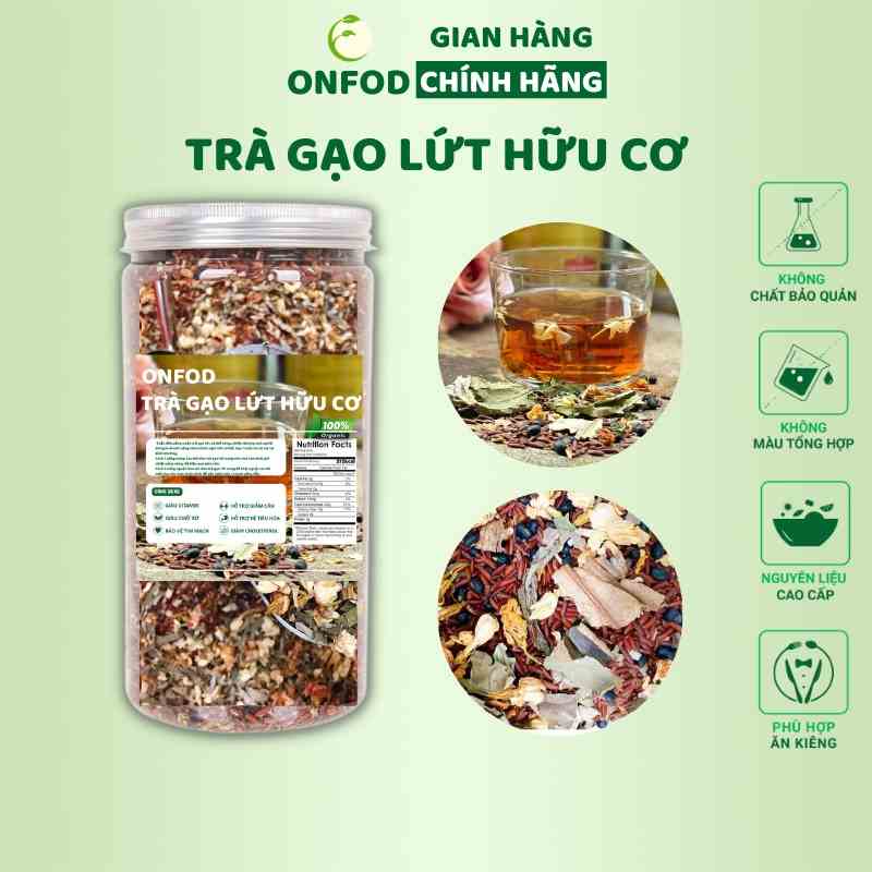 Trà gạo lứt đậu đen hoa nhài hữu cơ ONFOD ăn kiêng giảm cân, thanh nhiệt mát gan giải độc healthy ONFOD 600g