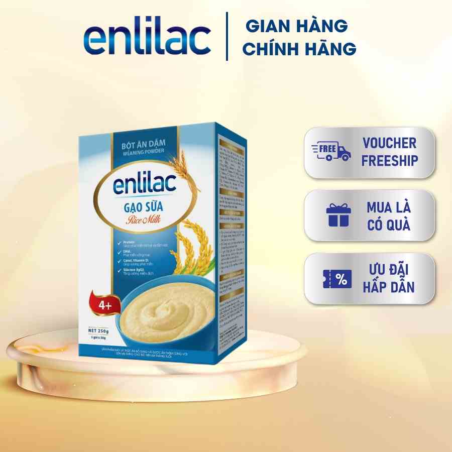 Bột ăn dặm sữa gạo Enlilac bổ sung dinh dưỡng cho bé, tăng cường miễn dịch, phát triển trí tuệ hộp 250gr