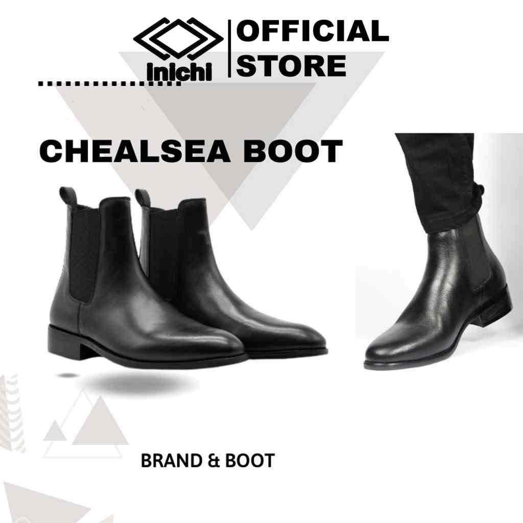 [Mã BMLT30 giảm đến 30K đơn 299K] Giày chelsea boot da thời trang Inichi I1071 da lì chống nhăn, có khâu đế