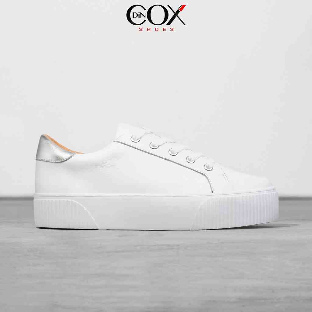 [Mã BMLTA35 giảm đến 35K đơn 99K] Giày Sneaker Nữ Da Bò Thật Sang Trọng DINCOX D31 White Silver Chính Hãng