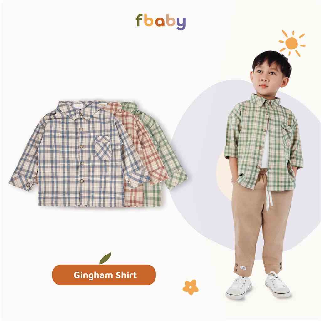 Áo sơ mi bé trai kẻ gingham Fbaby FA001