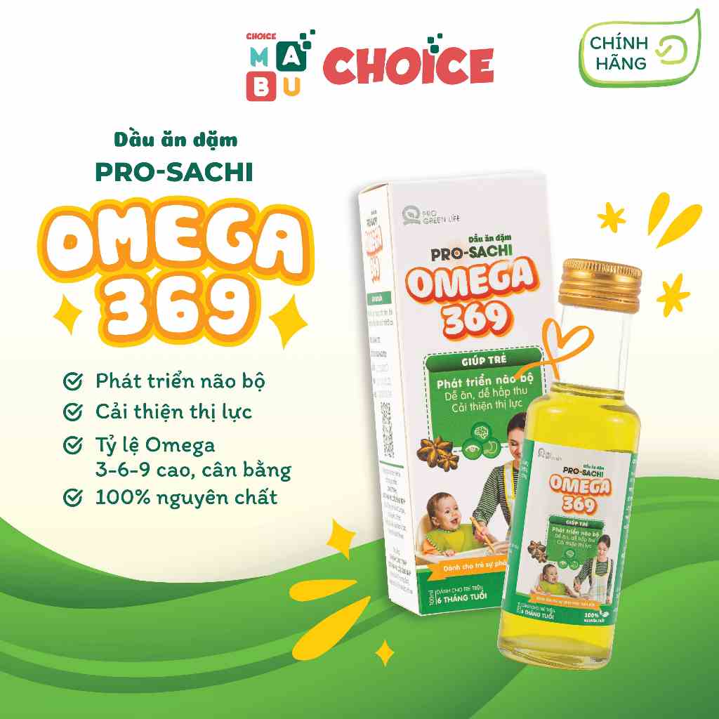 [Mã BMLTB35 giảm đến 35K đơn 99K] Dầu Ăn Dặm Sachi Pro Green Life bổ sung Omega 369 Chai 100ml