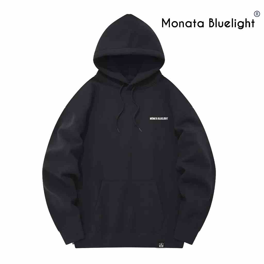 [Mua 2 giảm 7%] MONATA BLUELIGHT Black Basic - Áo Hoodie nỉ chân cua 320gsm