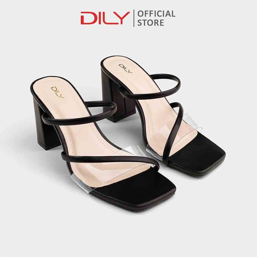 Guốc cao gót nữ DILY quai thanh mảnh trong suốt, sandal cao gót nữ gót vuông tiện lợi 7cm_AA0359