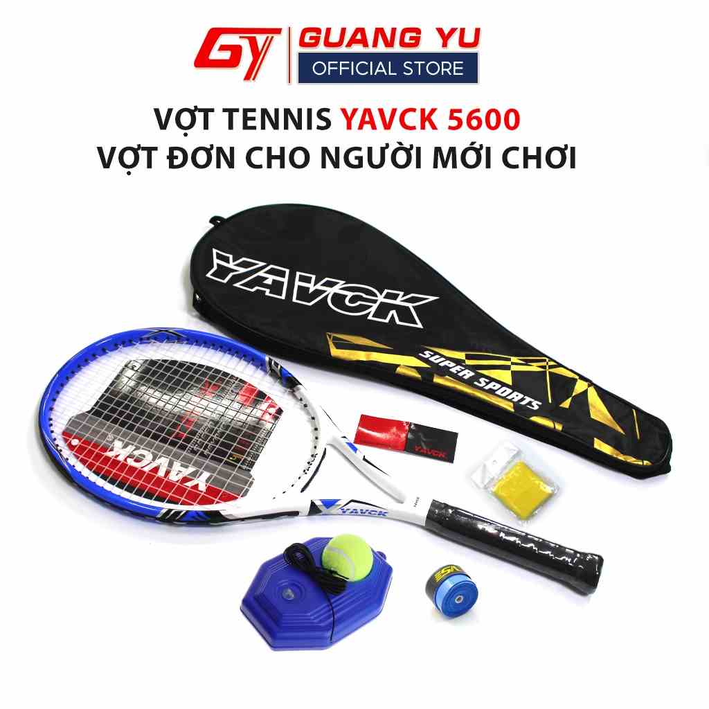 Vợt Tennis CROSSWAY YAVCK 5600 Sợi Carbon Cho Người Mới Chơi Tặng Kèm Bóng Và Đế Luyện Tập