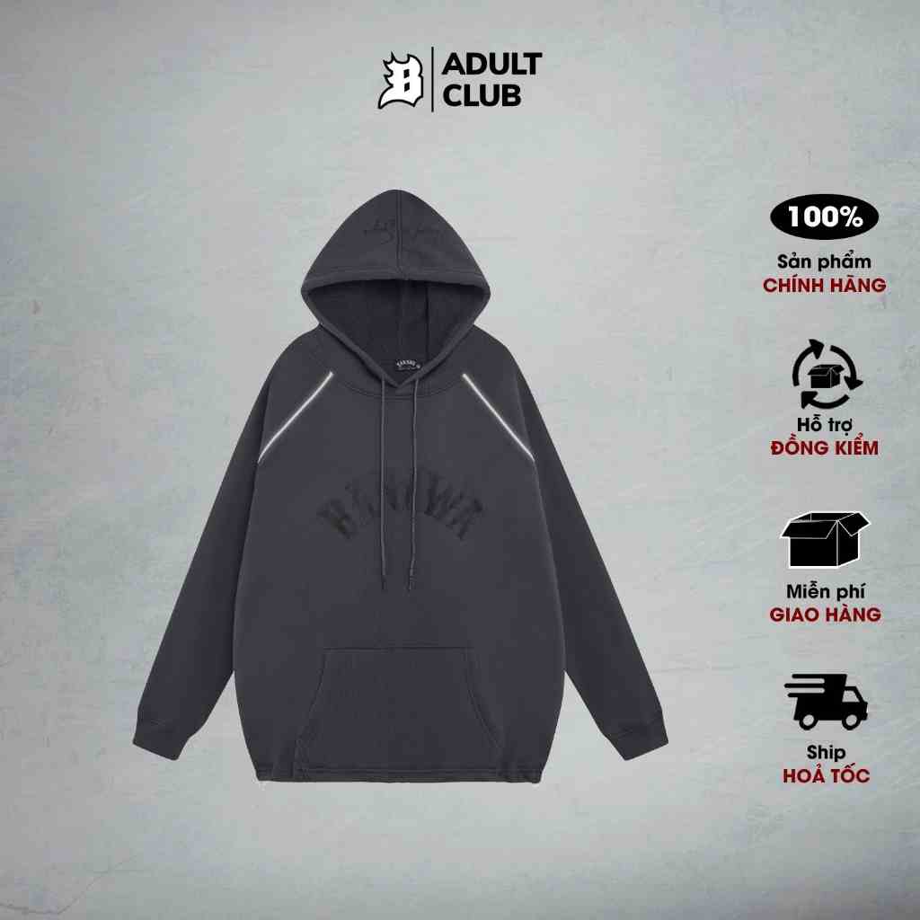 Áo Hoodie chân cua Local Brand Banawa form rộng nam nữ unisex có nón trùm đầu - Usa Hoodie - Màu Đen