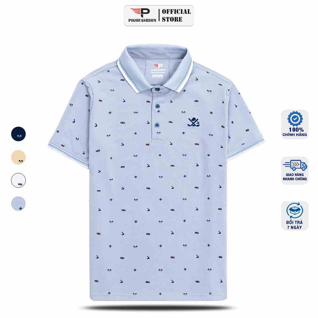 Áo thun cổ bẻ polo nam hoạ tiết chính hãng PIGOFASHION SPMAHT31