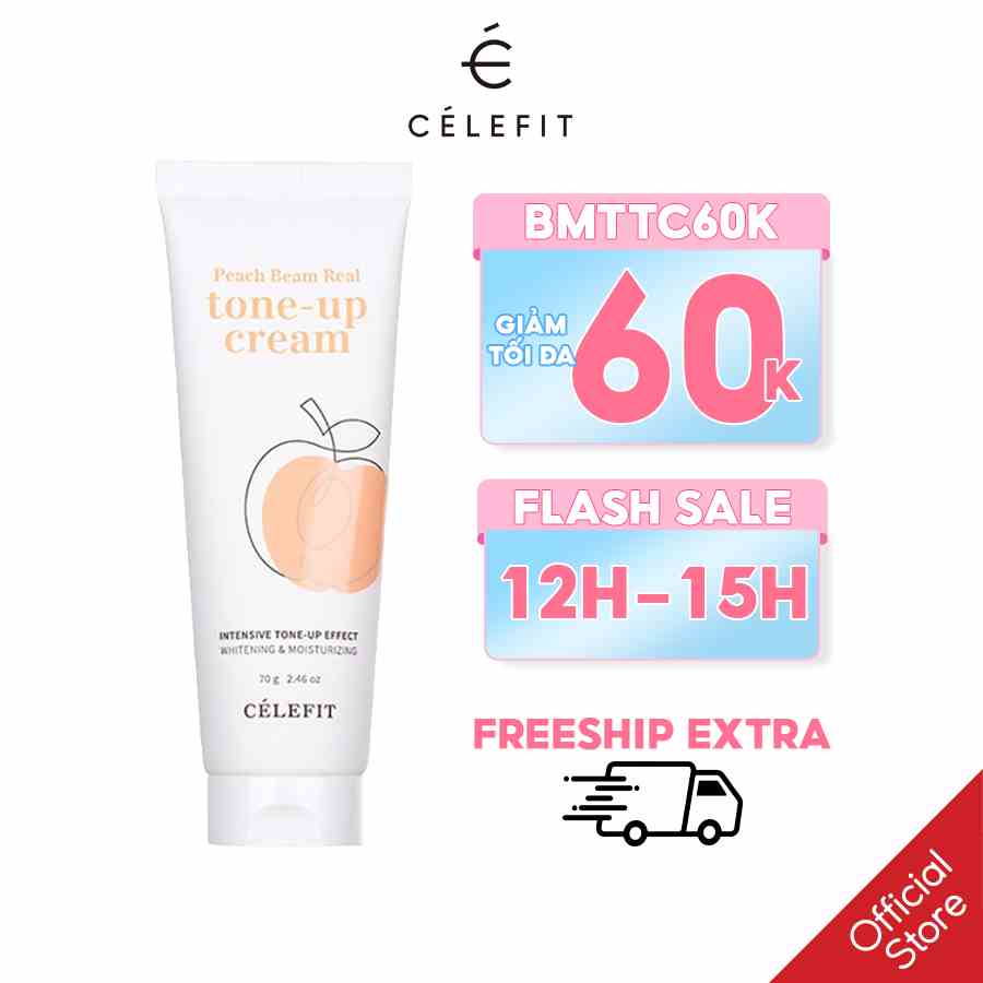 [Mã BMTTC60K giảm đến 60K đơn 50K] Kem Dưỡng Trắng Da Célefit Peach Beam Real Tone-up Cream