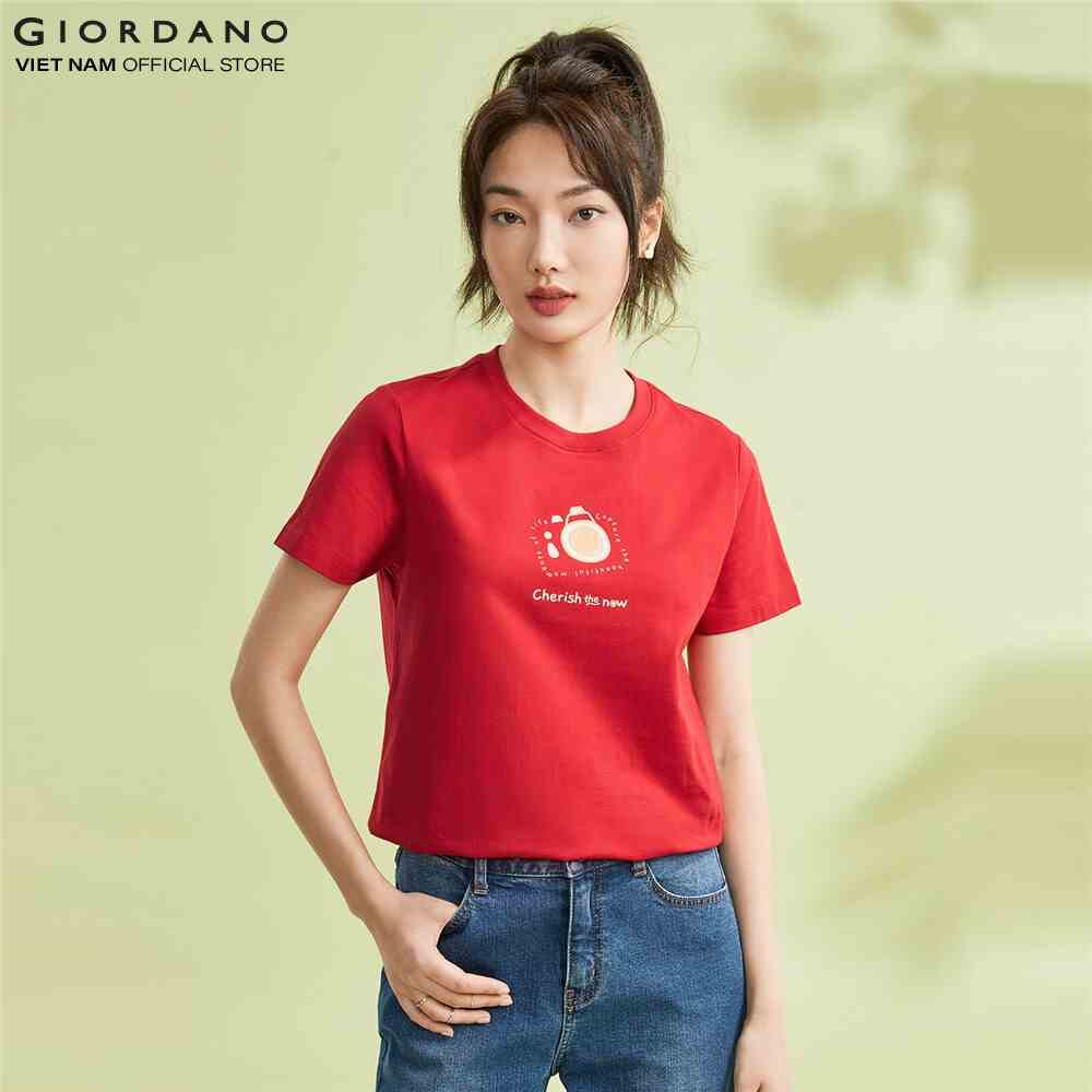 Áo Thun Nữ Ngắn Tay In Hình Printed Tee Giordano 05393211