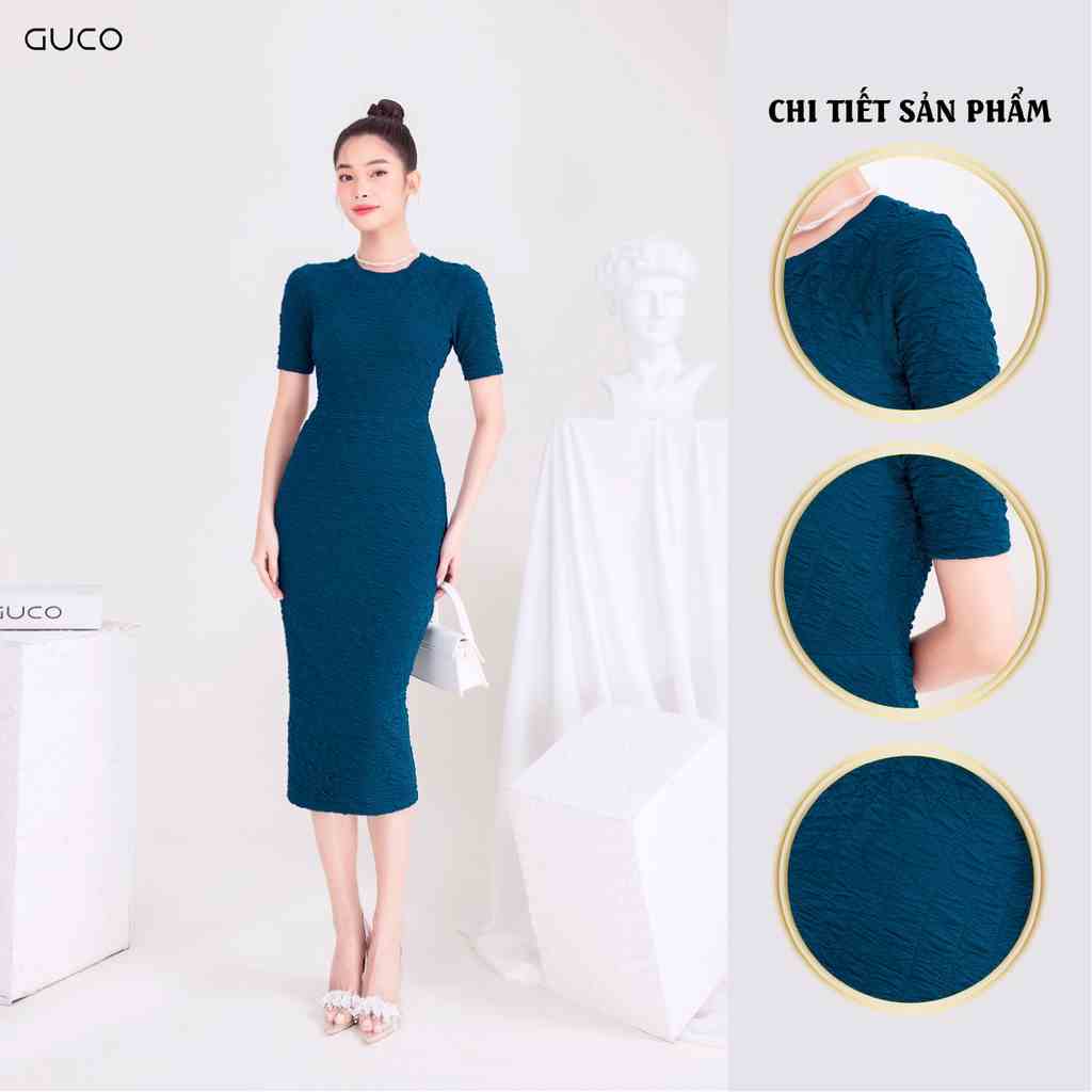 [Mã BMLTB200 giảm đến 100K đơn 499K] Đầm body cổ tròn 3916 GUCO Xanh dương