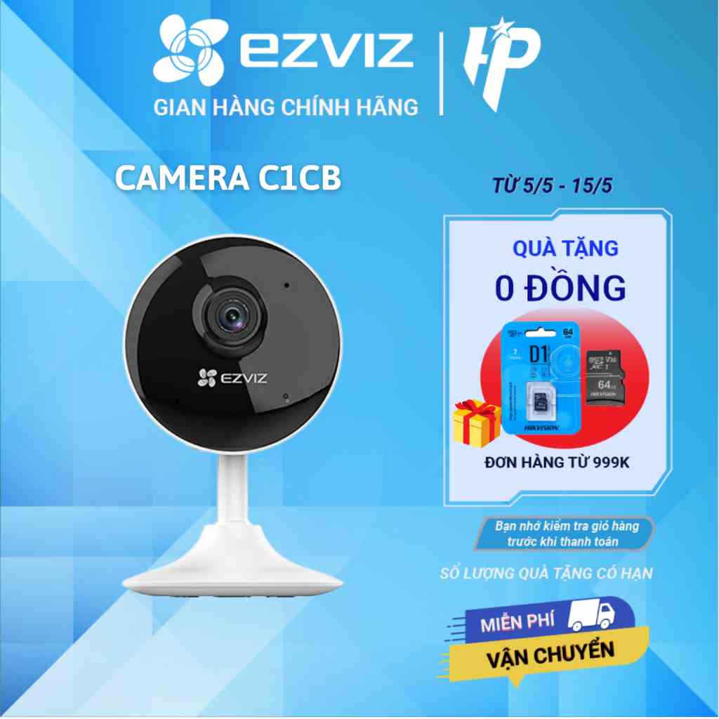 [Mã BMLTA35 giảm đến 35K đơn 99K] Camera WiFi Ezviz C1CB 2Mp 1080P Wifi Trong Nhà Góc Siêu Rộng