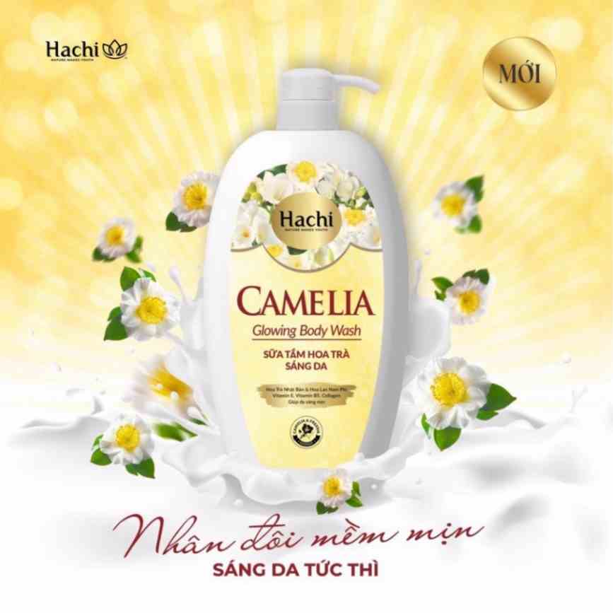 Sữa tắm hoa trà sáng da CAMELIA glowing body wach HACHI chiết xuất hoa trà nhật & hoa lan nam phi giúp sáng mịn da 650g