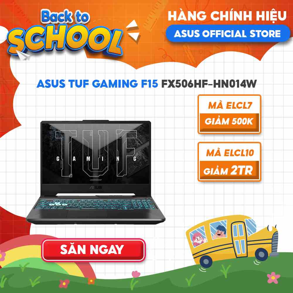 [Mã ELCL12 giảm 12% đơn 10TR] Laptop ASUS TUF Gaming F15 FX506HF-HN014W (i5-11400H|8GB|512GB|RTX™ 2050 4GB|15.6)