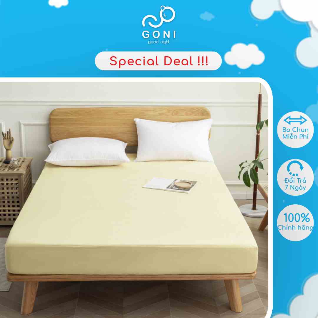 [SPECIAL DEAL] Ga giường cotton tici Goni, drap giường màu be sữa kích thước 1m x 2m, 1m2 x 2m, 1m4, 1m6, 1m8, 2m2 x 2m