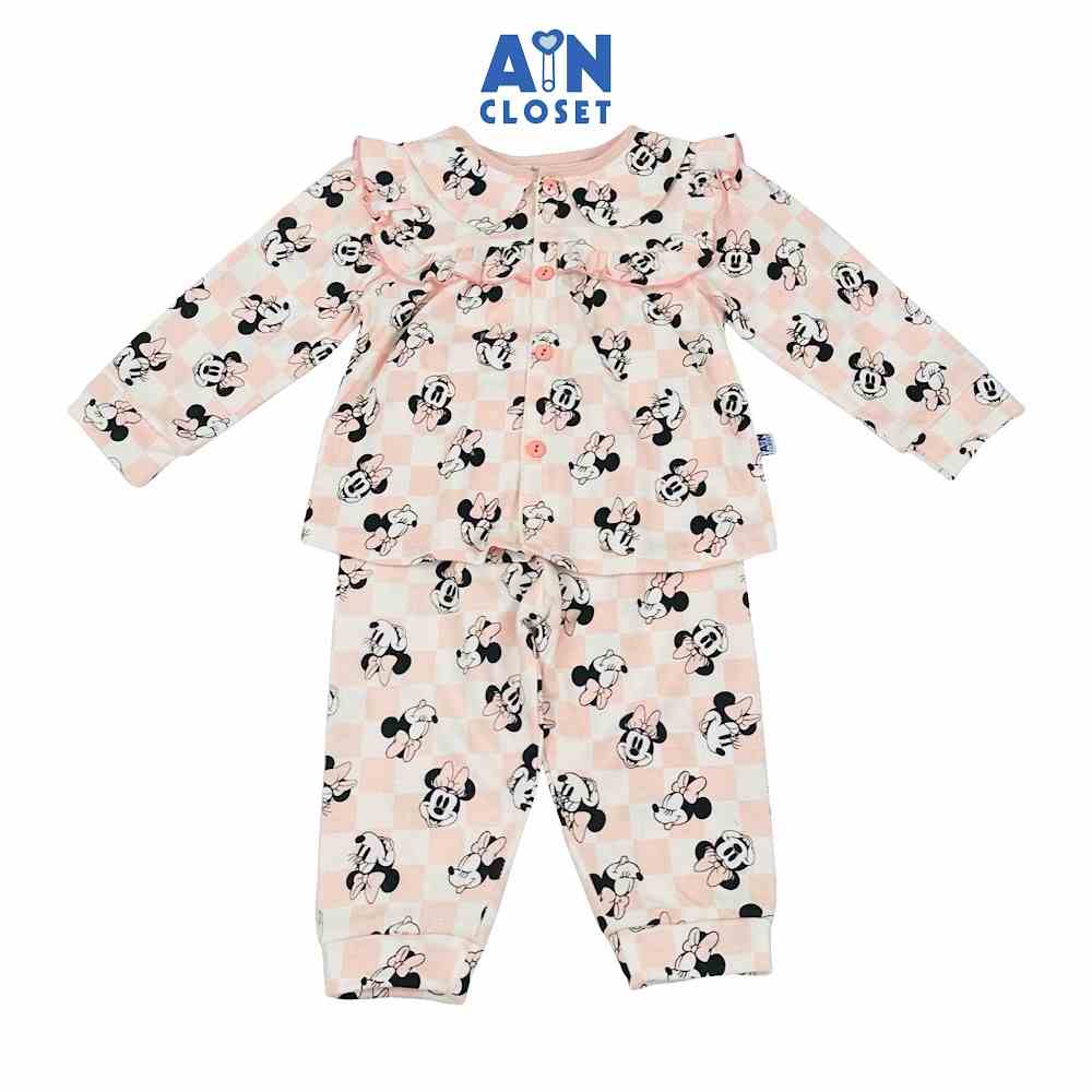 Bộ quần áo Dài bé gái họa tiết Chuột Hồng thun cotton - AICDBGKPQTUZ - AIN Closet