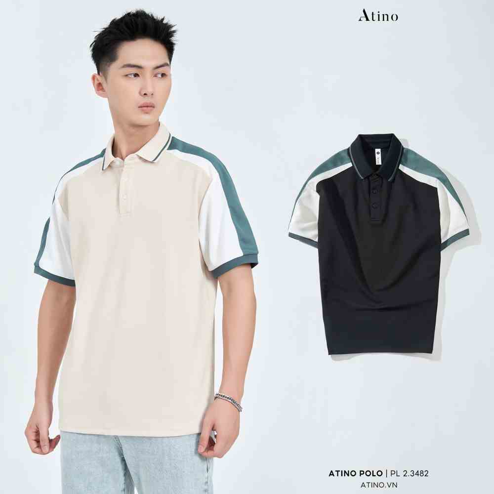 Áo Polo Nam Phối Raglan ATINO phối viền trẻ trung vải cá sấu Cotton cao cấp thoáng mát chuẩn form PL3.3482