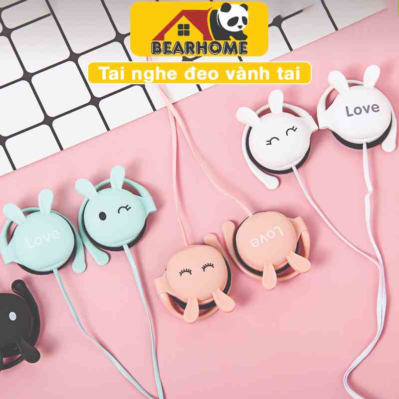 Tai nghe có dây tai nghe đeo vành tai thỏ cute tai nghe có mic học online chơi game headphone cực êm tai đeo thoải mãi