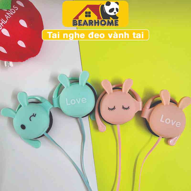 Tai nghe có dây tai nghe đeo vành tai thiết kế thỏ cute headphone có mic học online chơi game thoải mái không đau tai