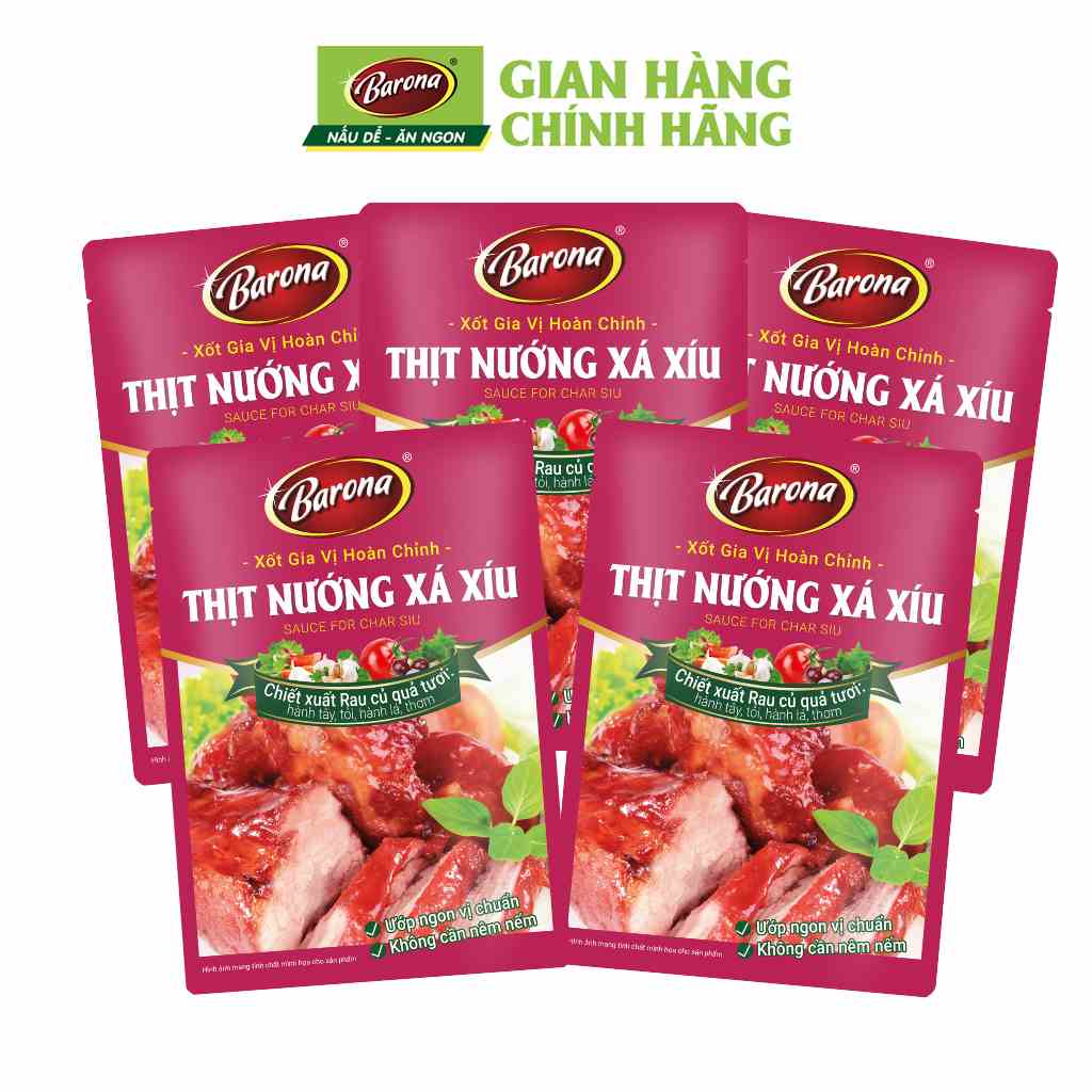 Combo 5 gói Gia Vị Thịt Nướng Xá Xíu Barona 80g