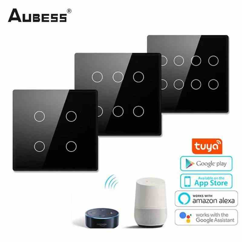 Aubess Wifi Smart Switch Ac 100-240v Brazil 4x4 Touch Panel 4/6 Gang Với Alexa Google Home