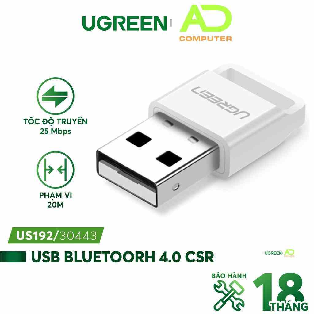 Thiết bị USB thu phát Bluetooth 4.0 UGREEN US192 cho máy tính laptop - Hàng phân phối chính hãng - Bảo hành 18 tháng