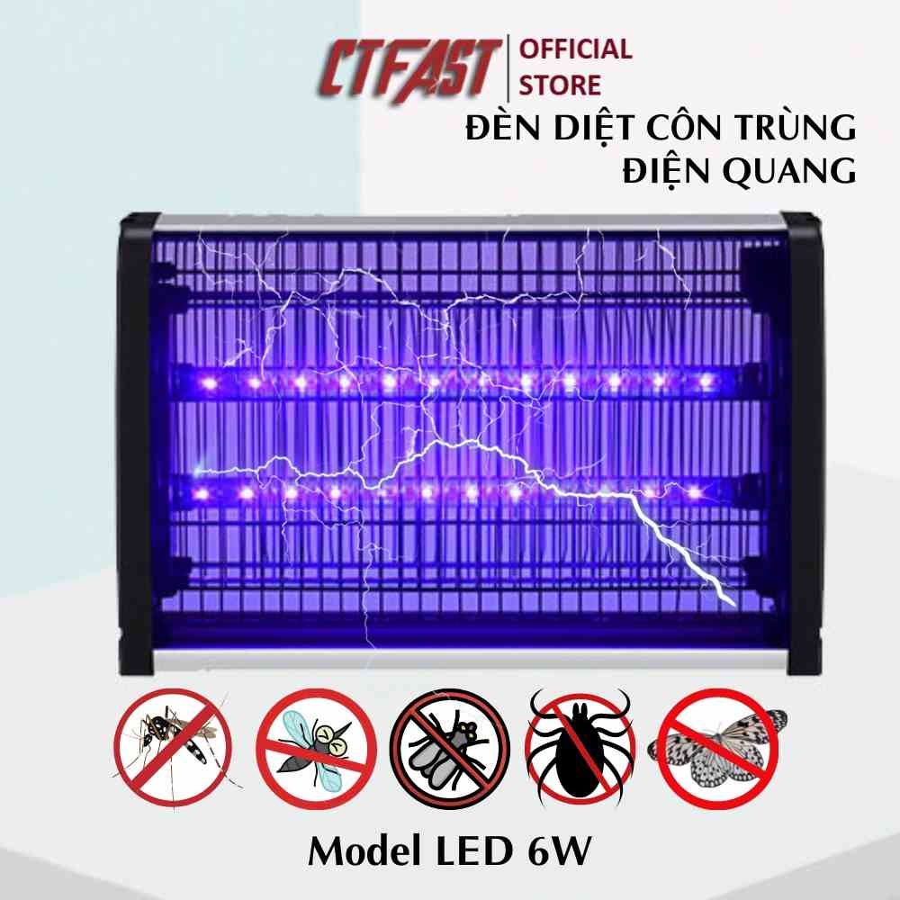 Đèn bắt muỗi và các loại côn trùng điện quang cao cấp CTFAST 02, lưới điện cao áp diệt muỗi trong 0,1 giây