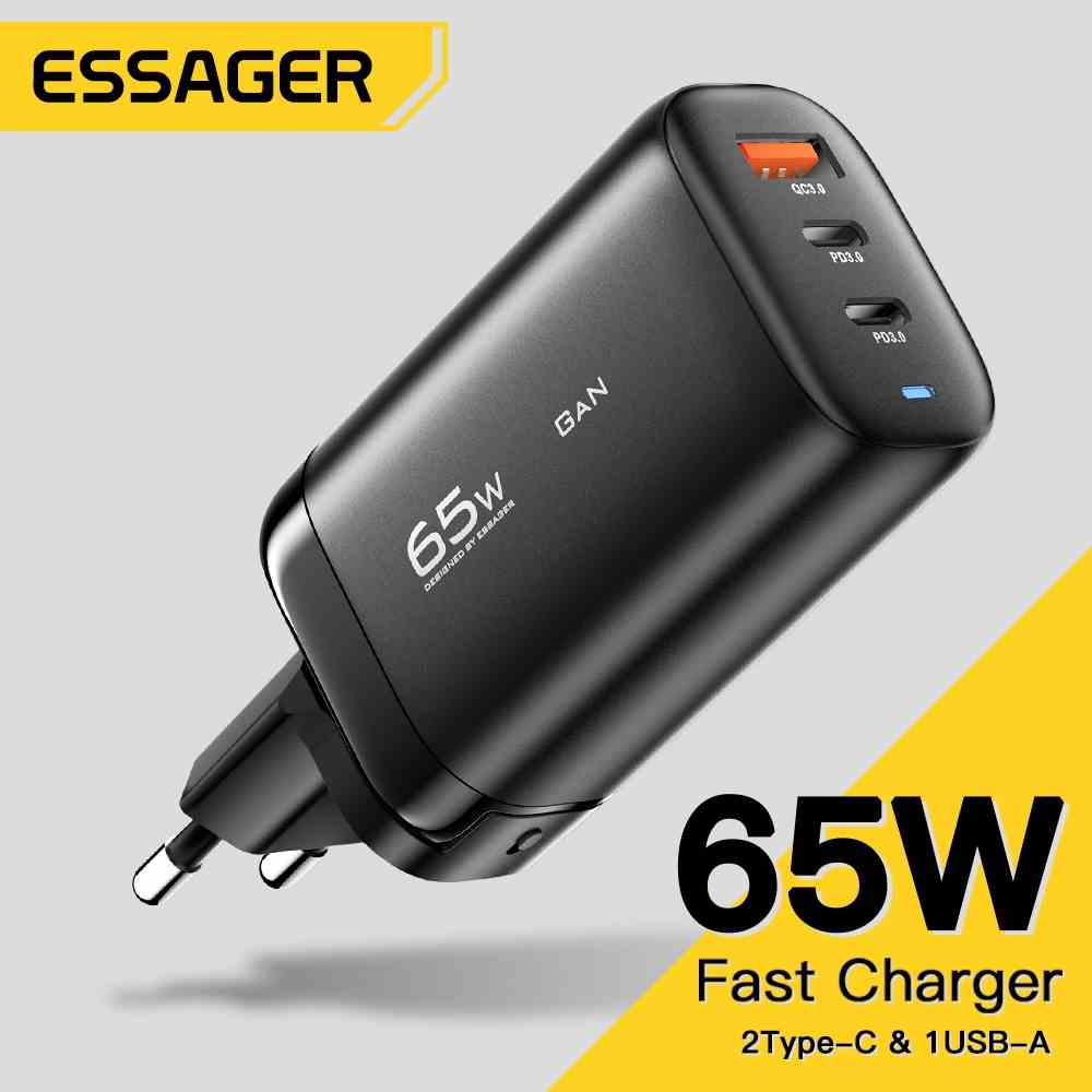 [Mã ELBMO2 giảm 12% đơn 500K] Củ sạc nhanh ESSAGER 65W US/ EU/ UK QC 3.0 PD3.0 Type C cho Samsung huawei