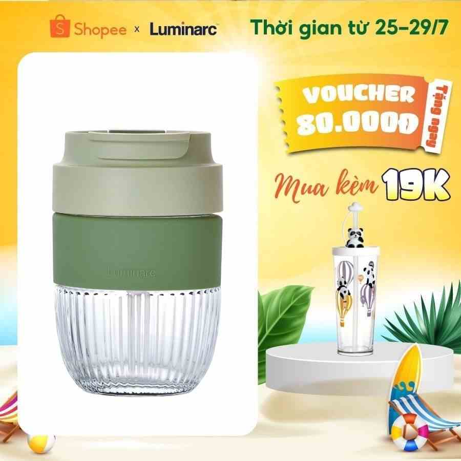 [Mã BMLTA35 giảm đến 35K đơn 99K] Ly Thuỷ Tinh Có Nắp Luminarc Green 350ml - LUBIV2210