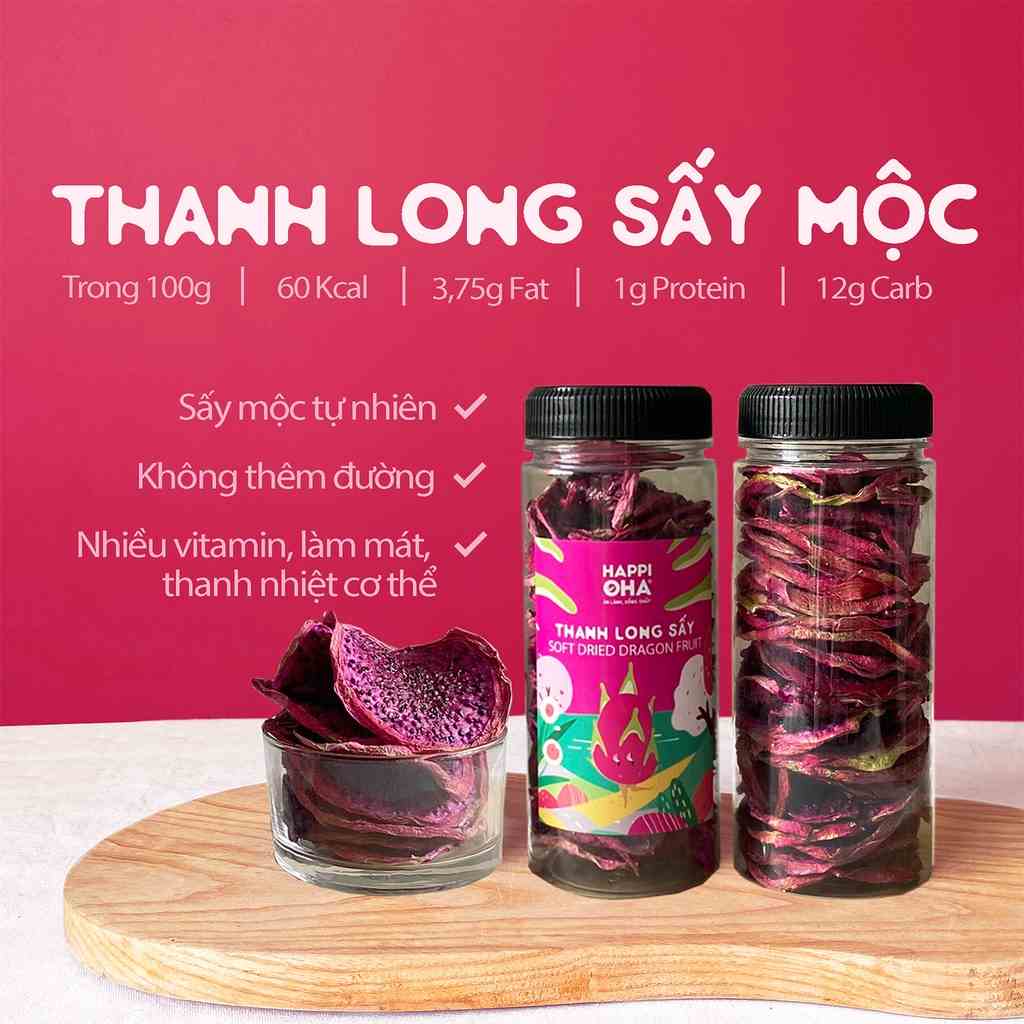 [Mã BMLTA35 giảm đến 35K đơn 99K] Thanh Long Sấy Mộc Không Đường Tinh Luyện - Eat Clean, Giảm Cân 200g HAPPI OHA