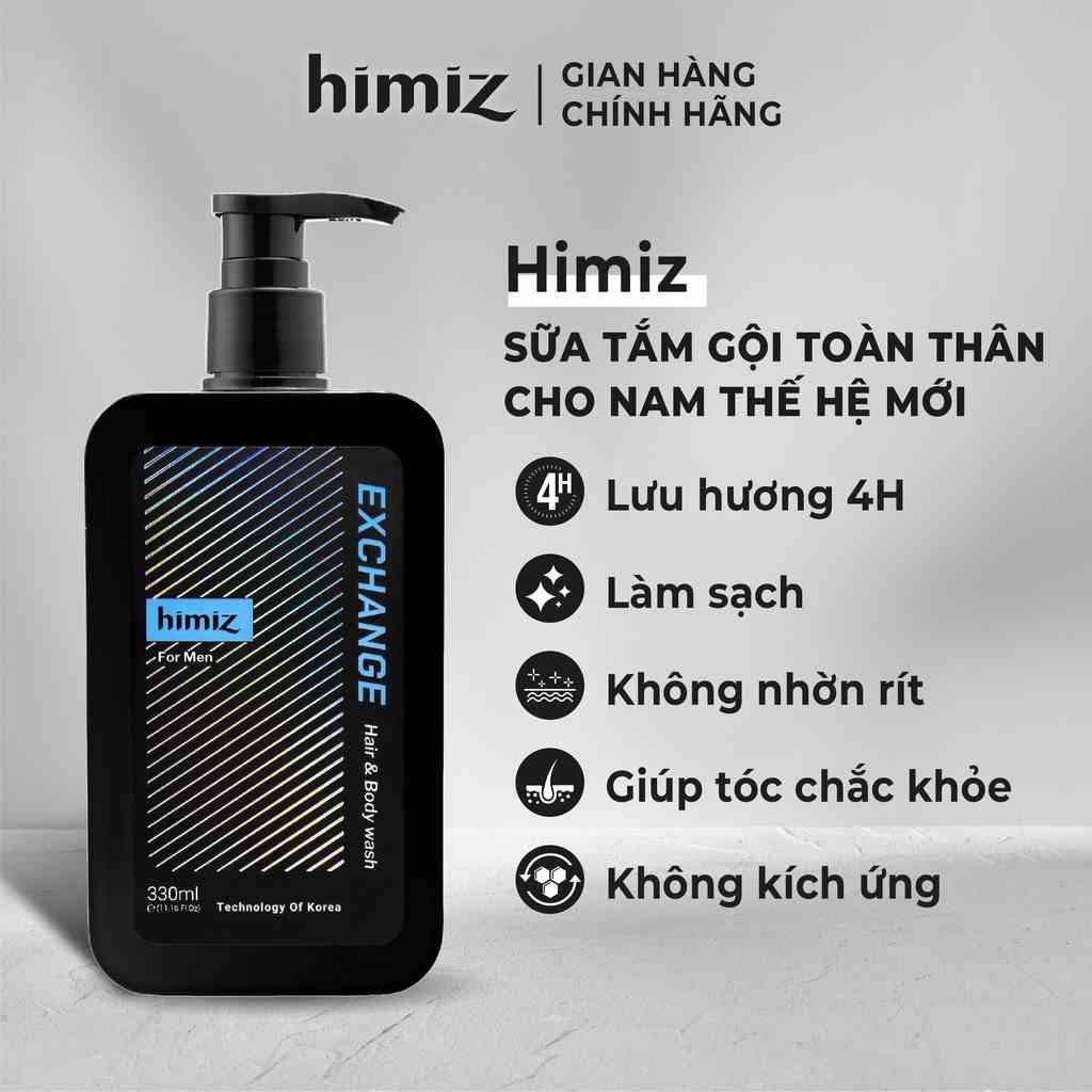 Sữa tắm gội toàn thân cho nam giới Himiz hương nước hoa cao cấp Exchange 330ml