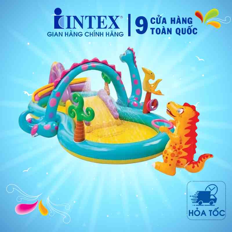 Bể bơi cầu trượt vườn khủng long INTEX 57135