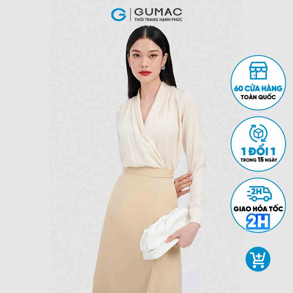 Áo kiểu cổ xếp nếp thời trang GUMAC AC10049