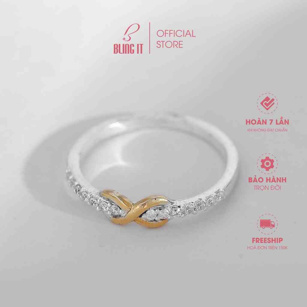 [Mã BMLTB35 giảm đến 35K đơn 99K] Nhẫn Nữ Bạc 925 Cao Cấp BLING IT Họa Tiết Hình Nơ Màu Vàng Nữ Tính - BIN317