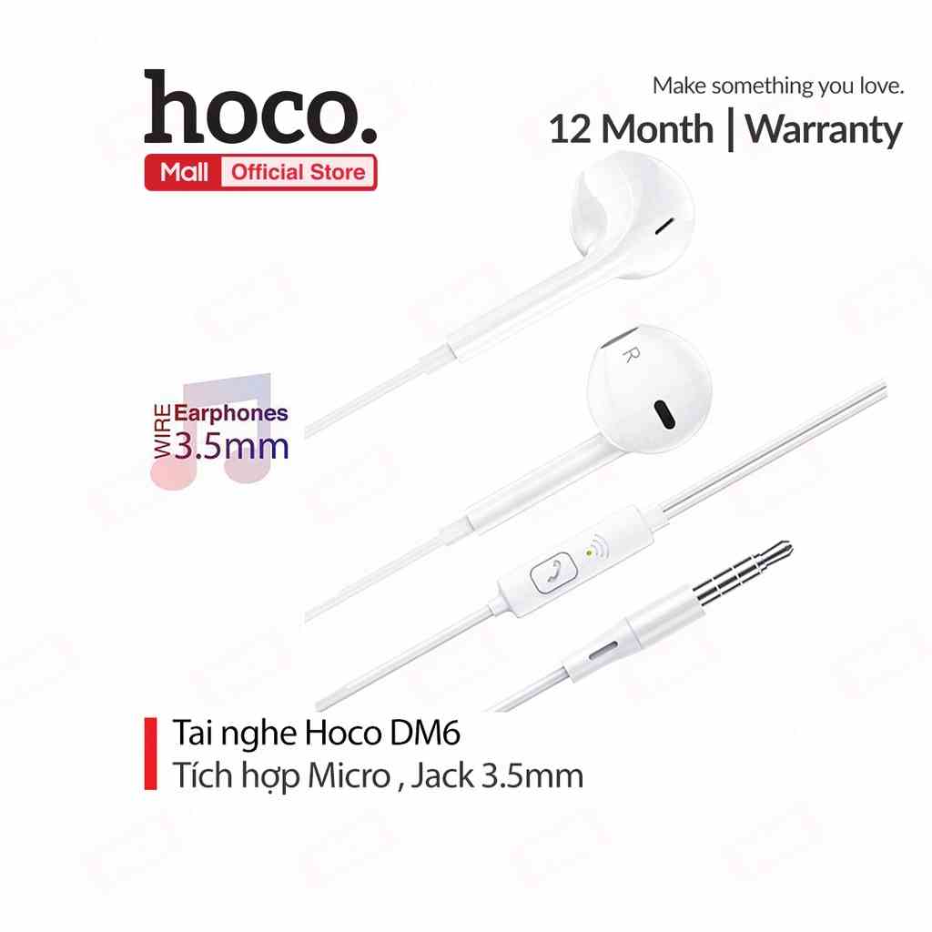 Tai nghe DM6 Hoco jack 3.5mm trang bị microphone dài 120CM