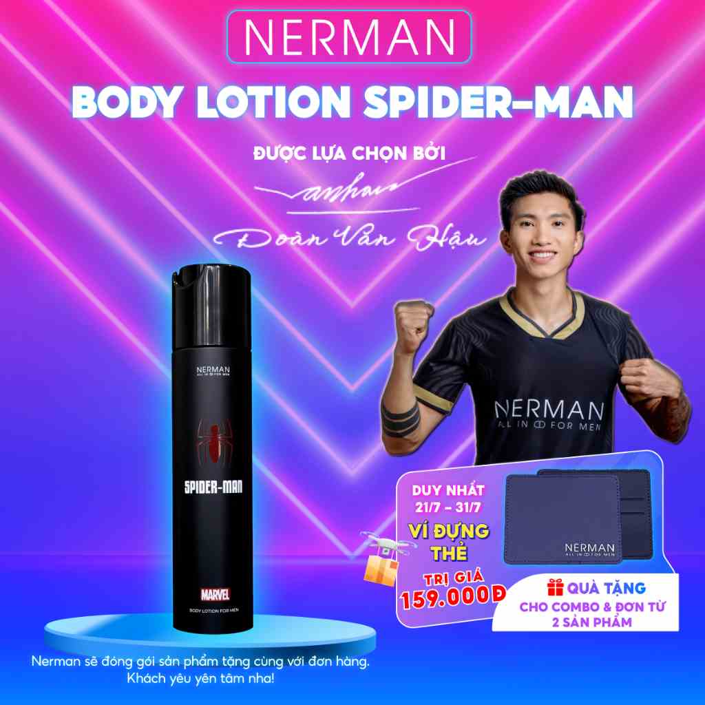 Body lotion Spider Man Marvel Collection Nerman dưỡng thể, dưỡng ẩm cho nam hương nước hoa 180g