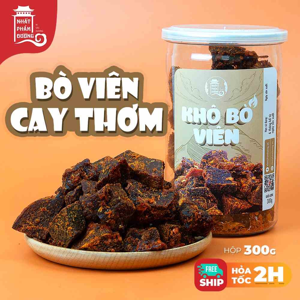 Khô bò viên 300g Nhất Phẩm Đường đồ ăn vặt cay thịt bò khô