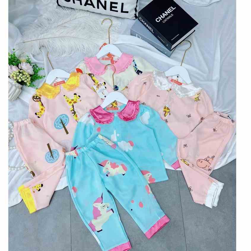 (12-42kg) Bộ Ngủ Pijama Lụa Mango Dài Tay Dành Cho Bé Gái Quần Áo Trẻ Em Mặc Nhà Lụa Mango - Babimama - BPN68