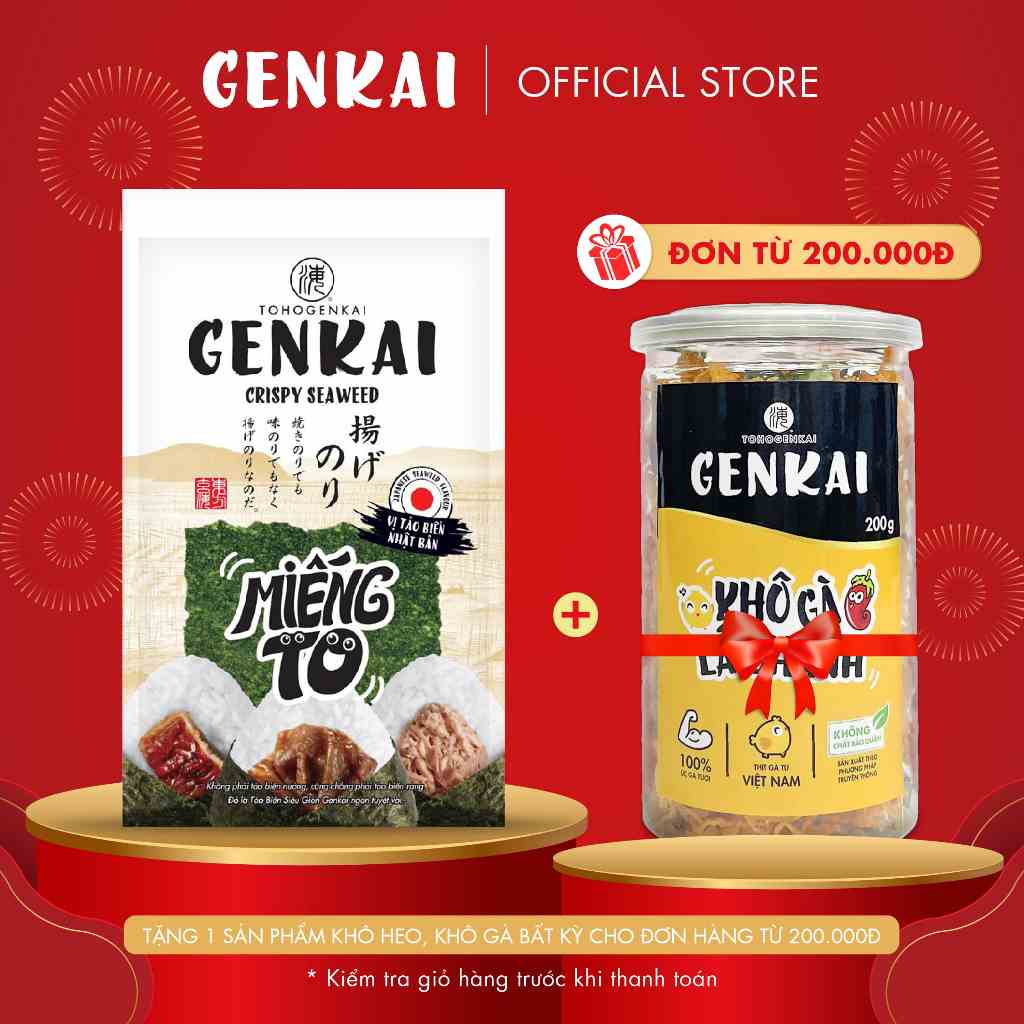 [Mã BMLTB35 giảm đến 35K đơn 99K] Snack Tảo Biển Siêu Giòn GENKAI Vị Tảo Biển Nhật Bản 14g