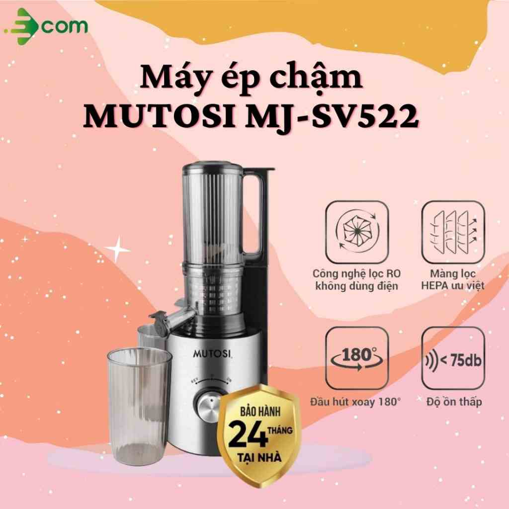 Máy ép chậm trái cây Mutosi MJ-SV522, công nghệ ép lạnh giữ nguyên dưỡng chất Vitamin - Hàng chính hãng