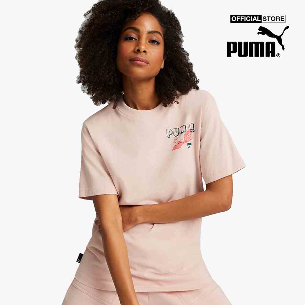 PUMA - Áo thun nữ tay ngắn cổ tròn Downtown Relaxed Graphic 537166-47