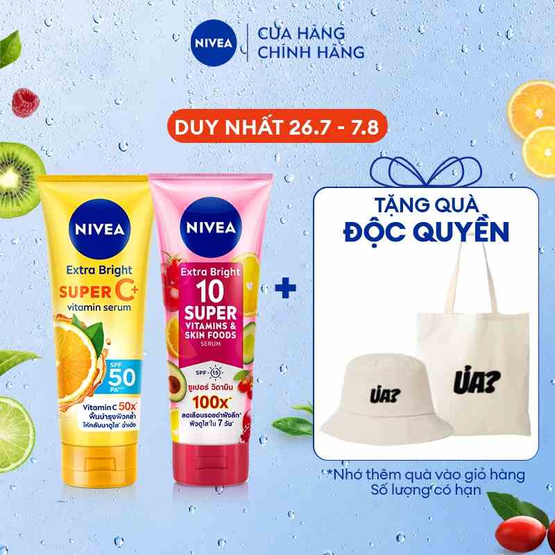 Bộ đôi Serum Dưỡng Thể Ngày & Đêm NIVEA dưỡng sáng da: Super C+ và 10 Super Vitamins