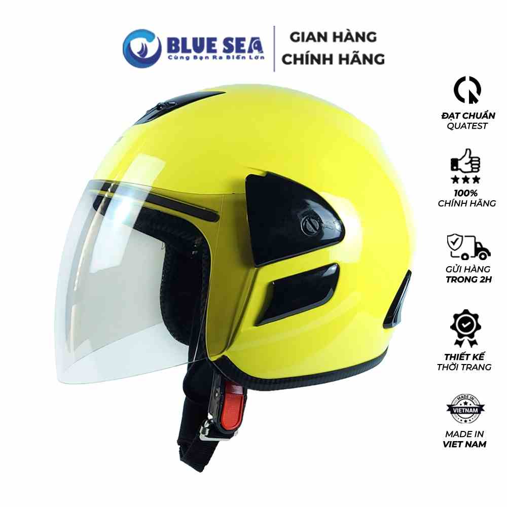 Mũ Bảo Hiểm 3/4 Đầu Blue Sea A102 Màu Vàng - Có Kính Dài Cao Cấp - Freesize - Hàng chính hãng