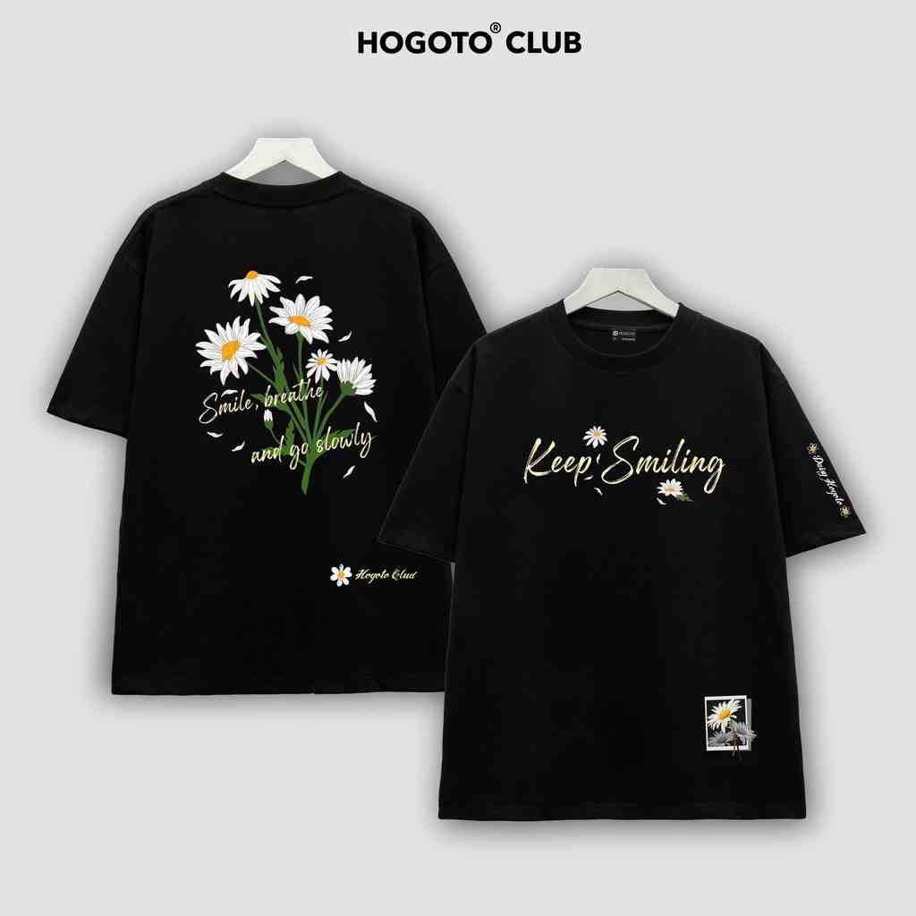 Áo thun Local Brand KEEP SMILING HOA - shop Hogotoclub - nam nữ unisex 100% cotton from rộng oversize