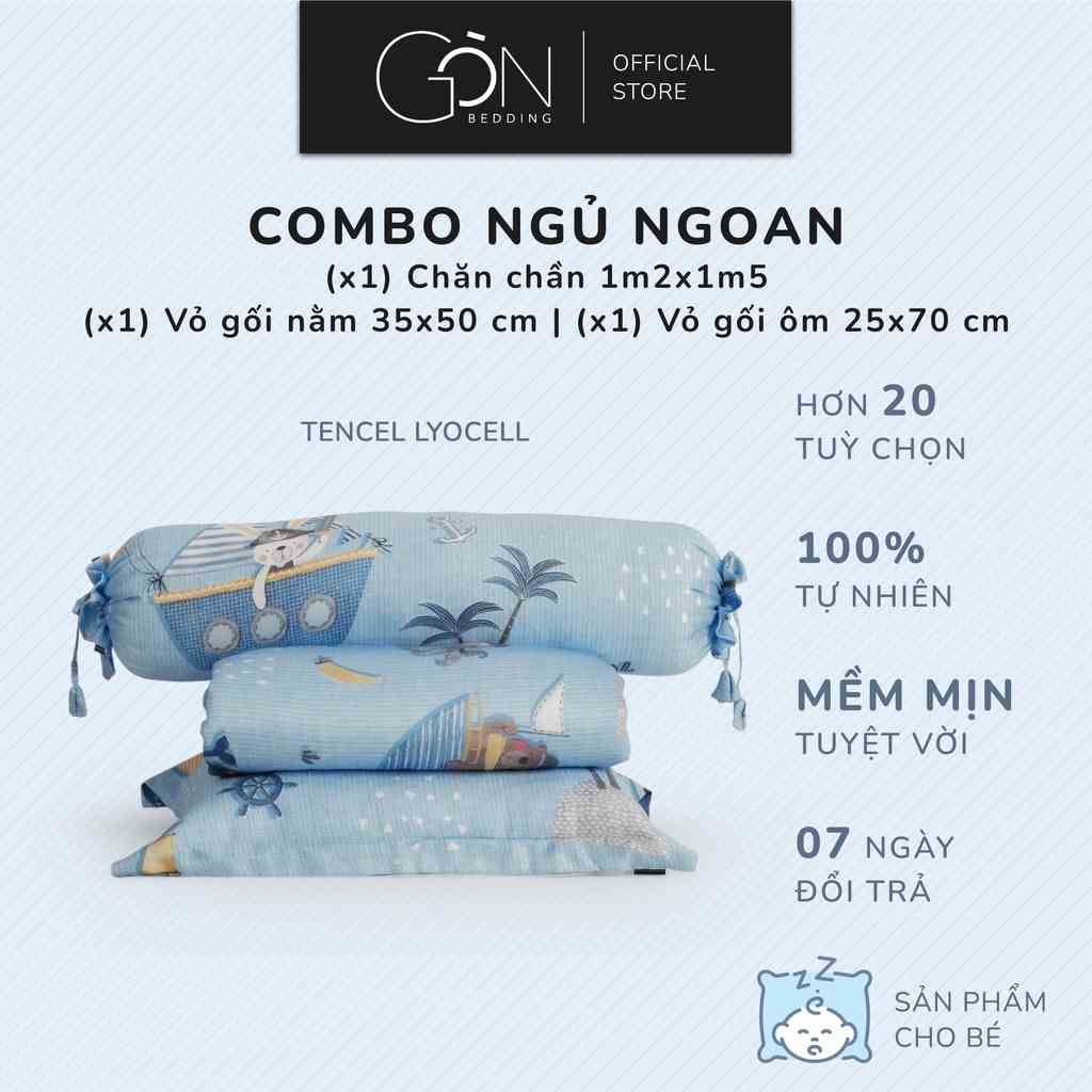 [Combo ngủ ngoan] Bộ Chăn Gối Em Bé Lụa Tencel 60s Cao Cấp Gòn Bedding (Siêu mềm mát, an toàn cho da cho bé)