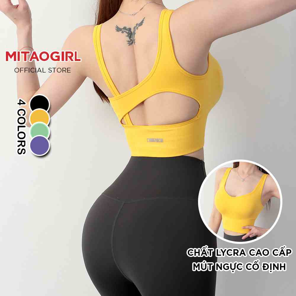 Áo bra tập gym yoga nữ MITAOGIRL dáng áo hai dây có mút cố định nâng đỡ vòng một tốt chất lycra cao cấp thấm mồ hôi