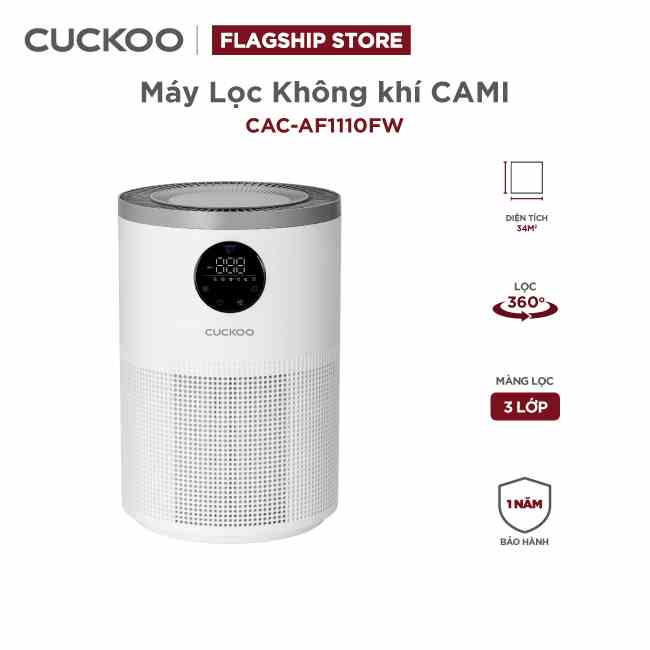 Máy lọc không khí Cuckoo 34m2 CAC-AF1110FW/WHCKV - 3 in 1 HEPA- lọc bụi mịn PMO.3- đèn cảnh báo chất lượng không khí