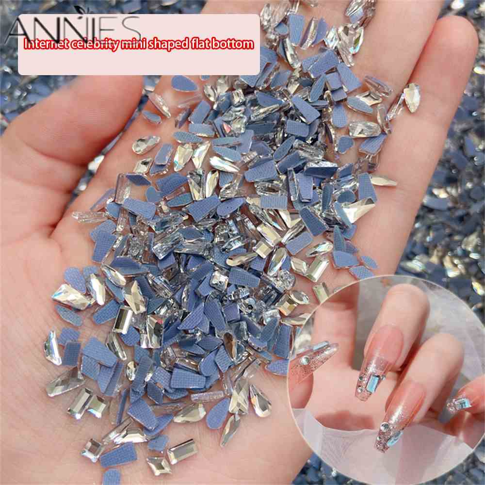 Bộ 50 hạt đá rhinestone pha lê đính móng tay ANNIES cỡ nhỏ màu trắng có thể làm sạch đáy hình bạc đặc biệt