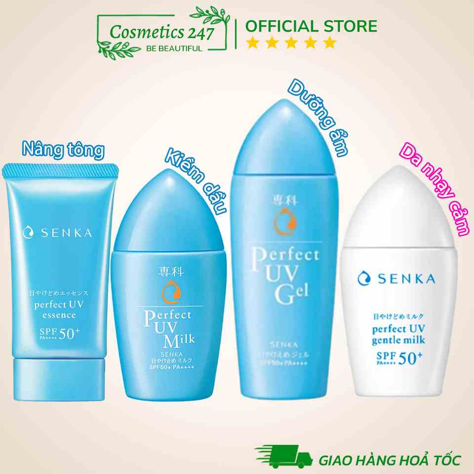 Kem Chống Nắng Senka Perfect UV Dạng Sữa 40ML & Gel 80ML & Essence 50G