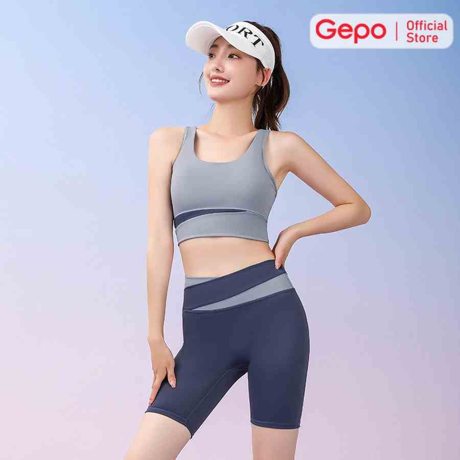 Bộ quần áo tập gym yoga nữ cao cấp có mút ngực co dãn 4 chiều GEPO GP301